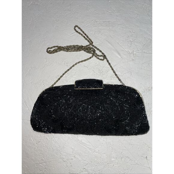 Vintage Black‎ Beaded Evening Clutch Purse - Picture 1 of 6